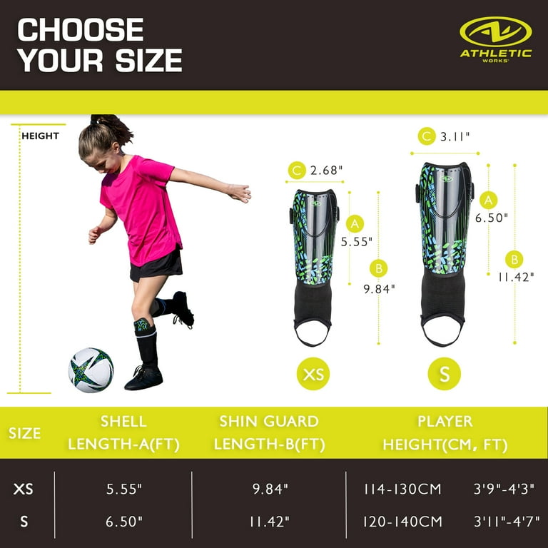 Athletic Works Kids Soccer Shin Guards Durable PP Shell for