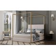 thumbnail image 3 of Gold Canopy Bed by Restonic - Luxurious Velvet Headboard & Sleek Iron Frame, 3 of 10