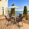 thumbnail image 1 of Costway 5Pcs Rattan Patio Furniture Set 4 Bar Stool Folding Chair Bar Table W/ Glass Top, 1 of 9