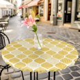 thumbnail image 6 of Yellow Geometric Round Tablecloth for 36-44 Inch Tables,Fitted Table Cover with Elastic Edge,Morocco Modern Abstract Plaid Art Waterproof Outdoor Table Cloth Protector for Patio Garden Dinner Picnic, 6 of 9