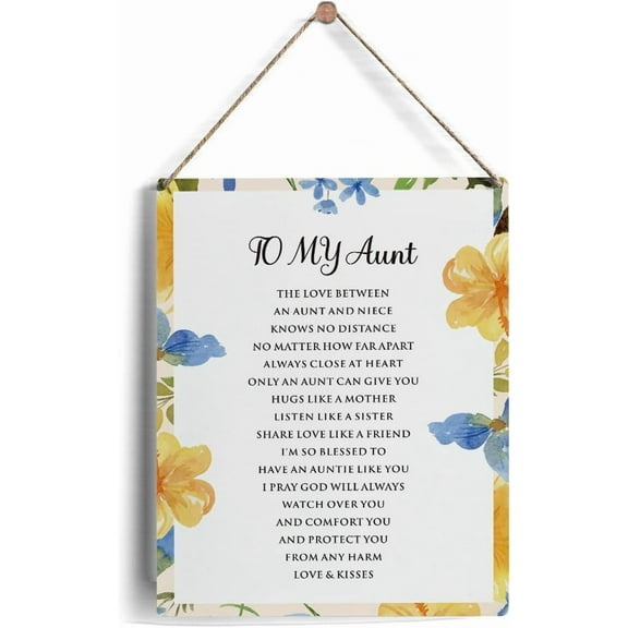 8x10 Inch Aunt Sign Gifts From Niece, Rustic Floral To My Aunt Wooden Signs For Mother'S Day Birthday Wood Plaque Hanging Sign Home Decor