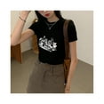 thumbnail image 4 of Camiseta ajustada de manga corta para mujer, moda de verano, cintura alta, Midriff Baring, Tops de manga corta con cuello redondo para mujer, 4 of 8