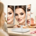 thumbnail image 6 of MUZPU Trifold Makeup Mirrors Makeup Mirror Vanity Mirror with Lights, 2X 3X 10X Magnification, Tri-fold Lighted Makeup Mirror, Touch Control, Dual Power Supply Portable Make up Mirror for Women Girls, 6 of 7