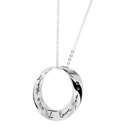 Matte Circle Pendant - I love you more mobius necklace, eternity circle of love Sterling Silver Pendant
