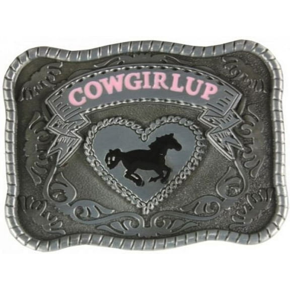 Womens Cowgirl Up Rodeo Western Horse Belt Buckle Silver Cowboy Rodeo