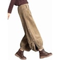 thumbnail image 2 of Women'S Corduroy Wide Leg Pants, Fall Winter High Waist Bootcut Cropped Trousers Casual Loose Khaki XXL, 2 of 9