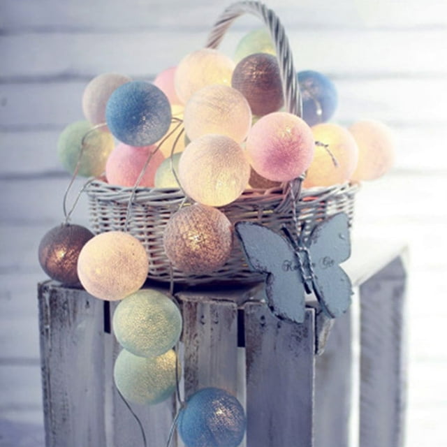 1 Set 300cm String Lights Powerful Easy to Install Cotton Line LED Ball Fairy Lights for Wedding