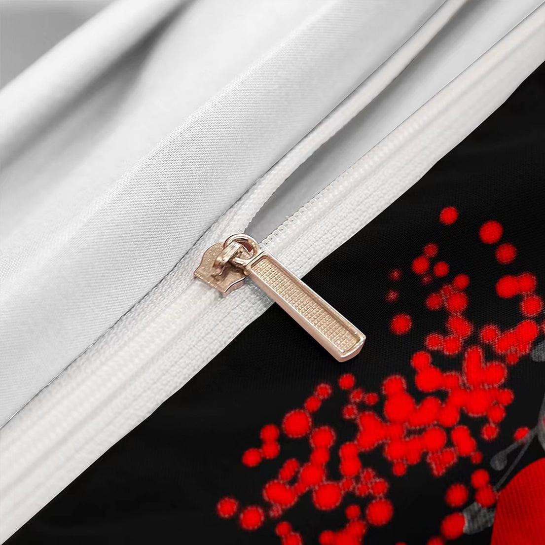 3D Oil Painting Red Rose Bedding Set Queen Size Comforter Bag Duvet Cover Set (3pcs Duvet Cover 200x230cm)