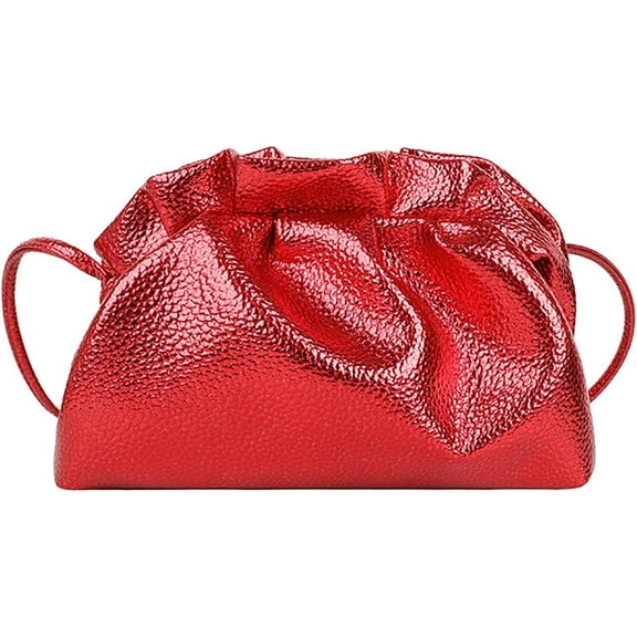 Women's Y2k Cloud Shaped Dumpling Bag Fashion Ruched Bag Clutch Purse Clip Shoulder Handbag Elegant Banquet Bag