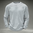 thumbnail image 3 of Oazcsf Mens Waffle Long Sleeve Shirt Knit Thermal Crew Neck Underwear Lightweight Casual Pullover Sweater Winter Fall Big and Tall Men's Tops, 3 of 3