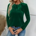 thumbnail image 5 of ZHYou Women Long Sleeve Tee Shirts,Crew Neck,Vertical,Striped,Textured,Soft Casual T-Shirts,Stretchy Slim Fit Tops,Green,Size 2XL, 5 of 9