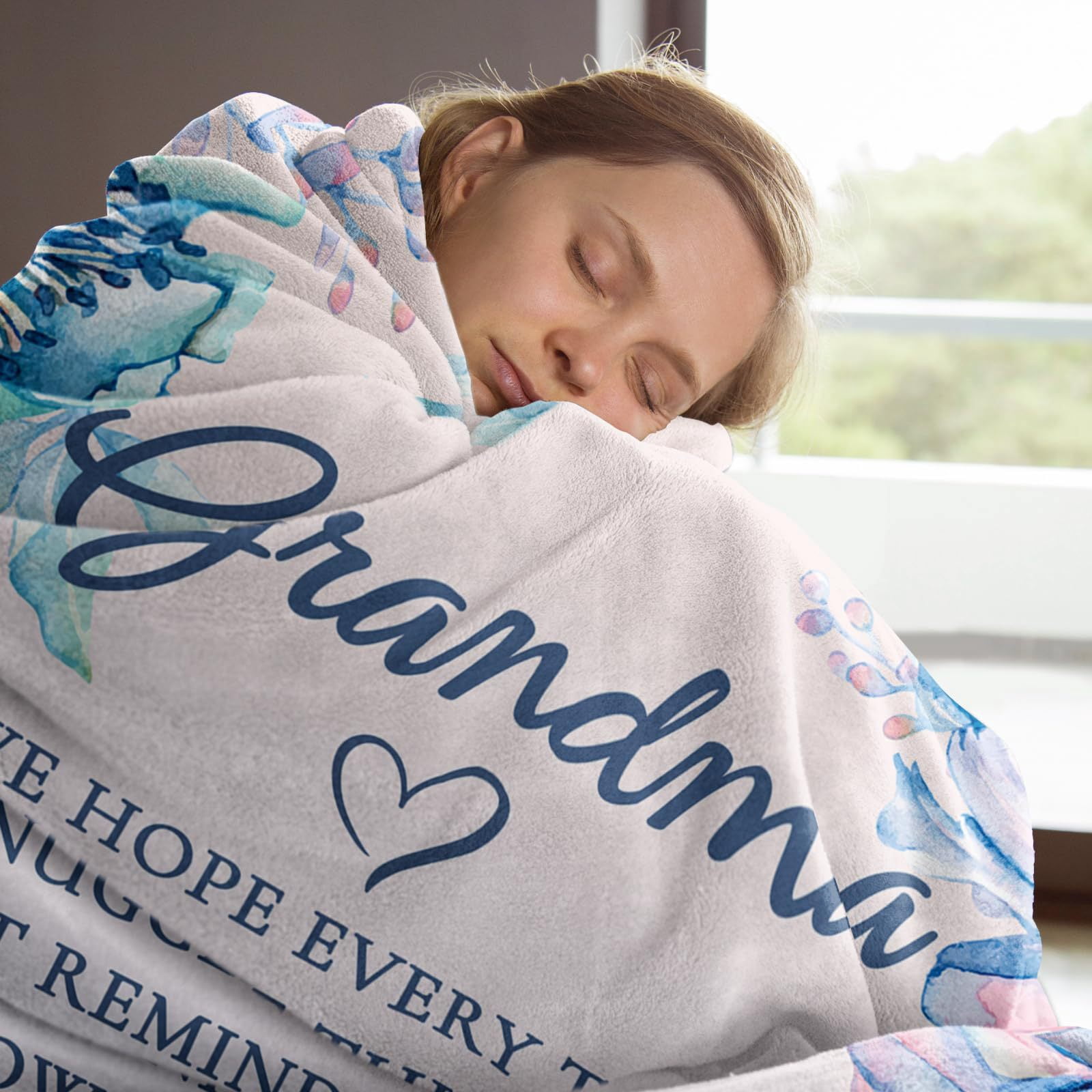 NICKSUN Blanket Gifts for Grandma, Grandma Birthday Gifts, Mother's Day Gifts for Grandma from Grandkids, We Love You Cozy Throw Blankets Present 50" x 60"