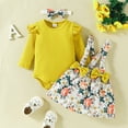 thumbnail image 2 of Yidarton 9-12M 2022 Autumn And Winter Baby Strap Skirt Set Baby Long Sleeve Ha Coat Flower Bow Strap Skirt, 2 of 9