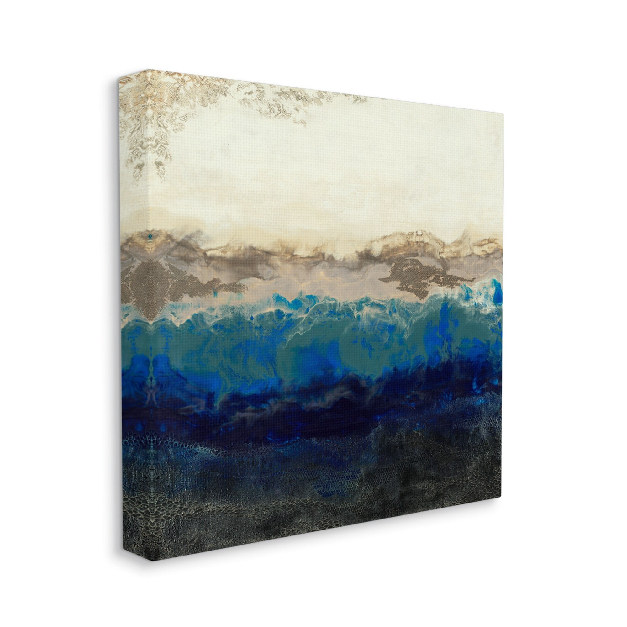 Stupell Industries Abstract Ocean Shore Arrangement Neutral Blue Tones, 36 x 36,Design by Laura Van Horne