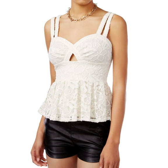 Material Girl Womens Lacey Strappy Cami Tank Top, Beige, XX-Small