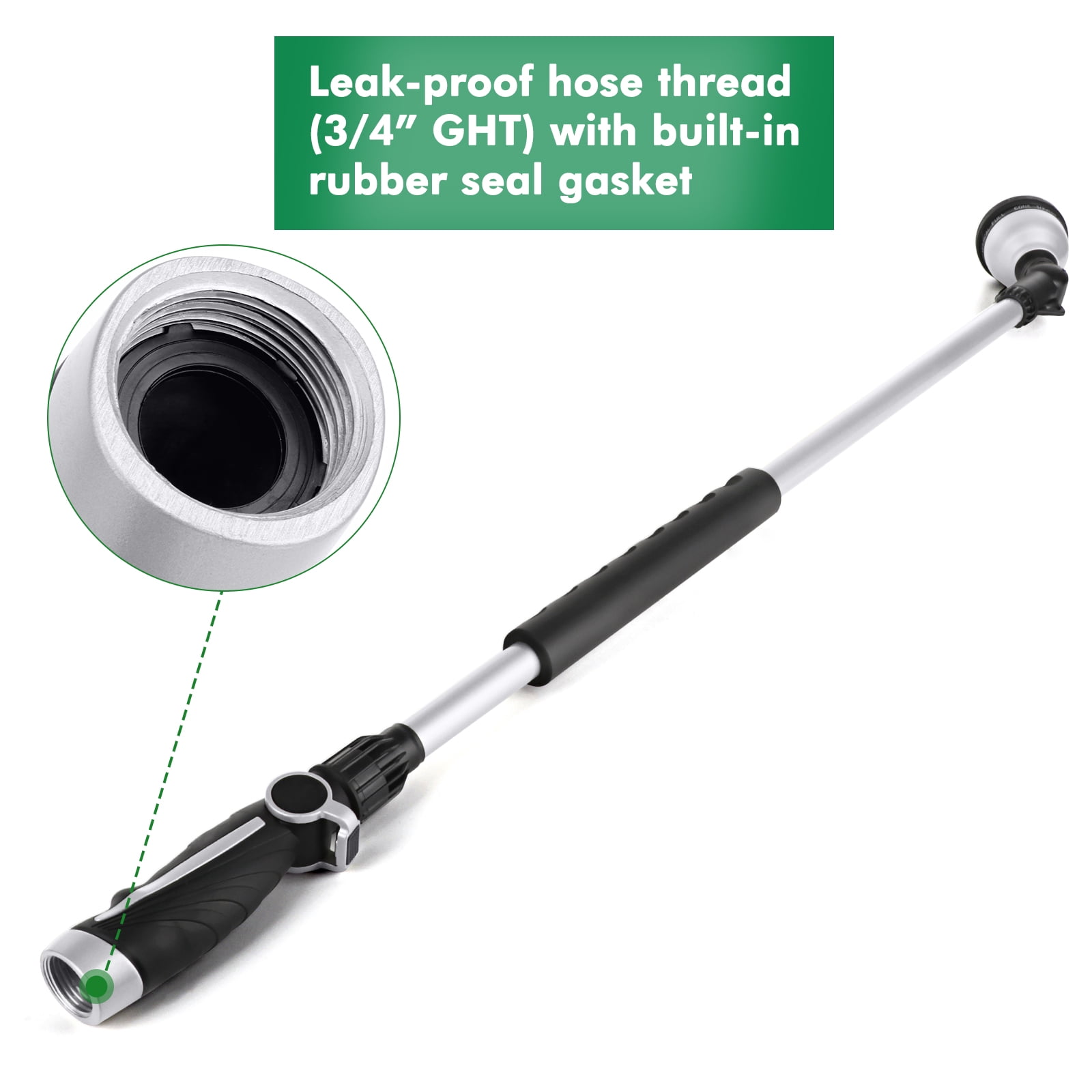 Restmo 36” Long Watering Wand, Metal Garden Hose Wand with 180° Swivel Head and 10 Spray Patterns, 3ft Heavy Duty Hose Nozzle Sprayer with Thumb Flow Control, Ideal to Water Hanging Baskets, Shrubs