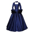 thumbnail image 2 of Gothic Victorian Corset Dress, Royal Court Gown, Lace Bell Sleeve Dress, Victorian Dress for Women 1800s Medieval Renaissance Dress Plus Size Vintage Dress Ball Gown Halloween Costume, Navy 4XL, 2 of 3