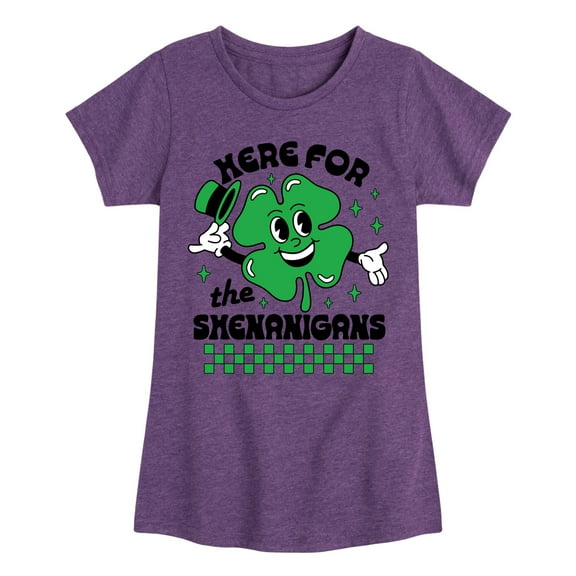 Instant Message - St. Patrick's Day Here For The Shenanigans - Toddler & Youth Girls Short Sleeve Graphic T-Shirt