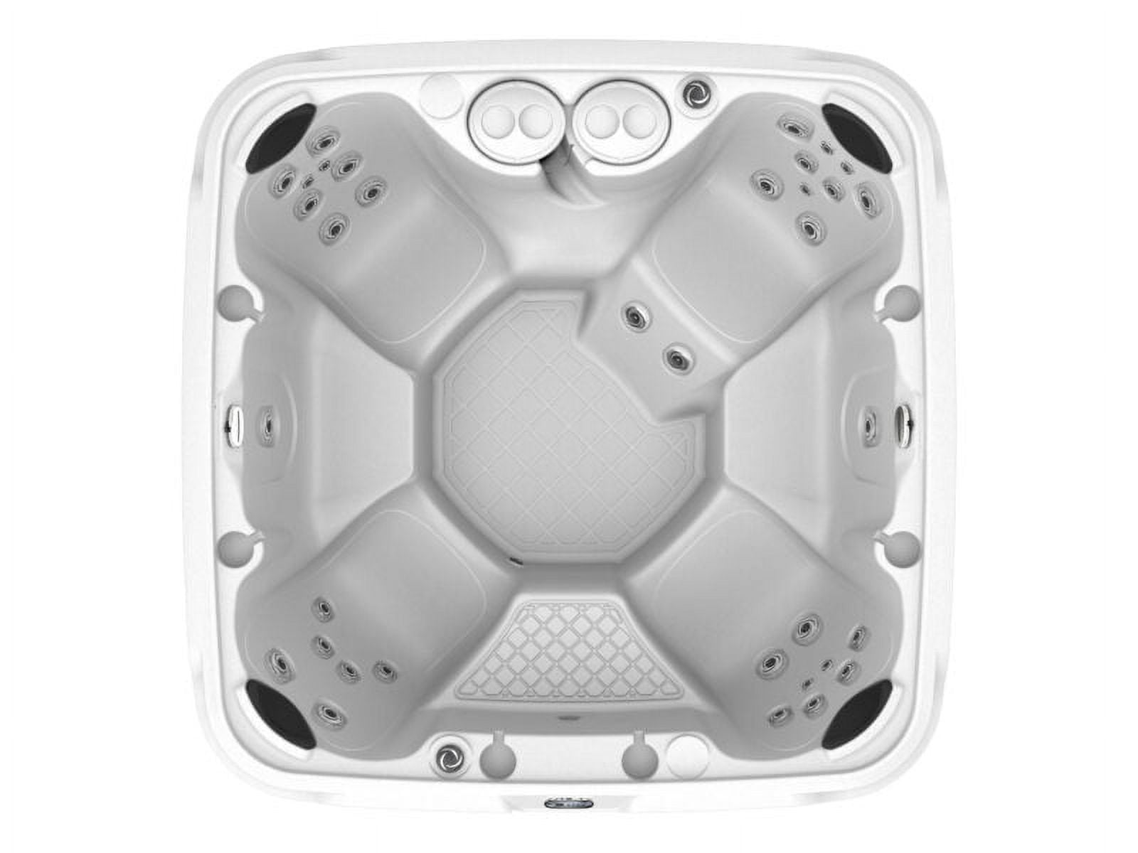 AquaRest DayDream Ensemble 3500S 6-Person 35-Jet Plug and Play Hot Tub with 2 LED Waterfalls, Step with Handrail and Cover with Lifter, Whitestone/Black