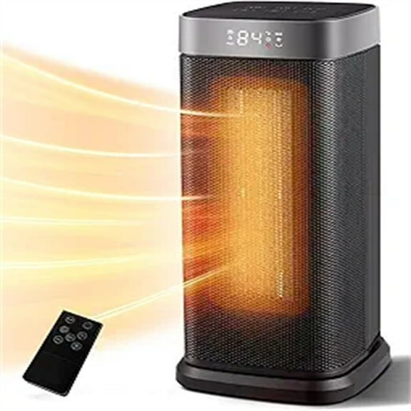 Space Heater for Indoor Use, 1500W Electric & Portable Ceramic Heaters with 80°Oscillating, tat, 5 Modes, 24Hrs Timer, Room Heater with Remote, Fast Heating  for Office Bedroom Use