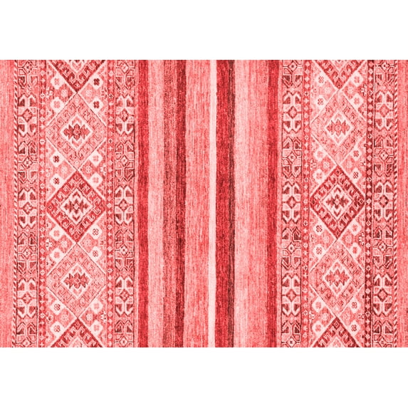 Ahgly Company Indoor Rectangle Abstract Red Modern Area Rugs, 2' x 4'