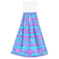 thumbnail image 7 of Haosy 2 Pack Kitchen Wash Cloths with Hanging Loops Absorbent Absorbent Quick Drying Hand Towels, Blue Pink Stripes with Flowers, 7 of 7