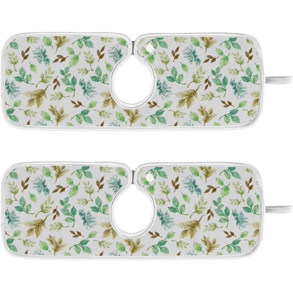 Coolnut 2 PCS Faucet Splash Catcher, Botanical Foliage Leaves Backdrop Microfiber Cloth Kitchen Faucet Absorbent Mat Sink Splash Guard Faucet Mat Sink Water Absorbent Mat for Kitchen, 14"x5"
