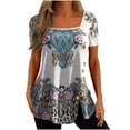 thumbnail image 2 of Pntutb moda mujer causal impresión blusa manga corta camiseta verano botón tops Pntutb Pntutb-2849, 2 of 8