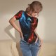 thumbnail image 3 of Fotbe Red And Blue Fire Bird Body de Mujer con Cuello Redondo y Mangas Cortas, Sin Mangas Ajustado, Suave, Cómodo y Básico-Small, 3 of 7