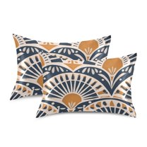 Yayeee Pillowcase Standard Size Set of 2 Satin Wrinkle Resistant Envelope Pillow Case, Orange Art Pattern