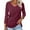 Burgundy, variant on Women Autumn Tshirt Lightweight Soft Tunic Top V Neck 3 4 Sleeve Dressy Blouse Black Tee Clothes Size XL