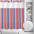thumbnail image 2 of No Hook Shower Curtain, Red Blue White Striped Shower Curtains for Bathroom with See Through Top Window, Modern Simple Stripes Waterproof & Washable Bath Curtain 66"x72", 2 of 9