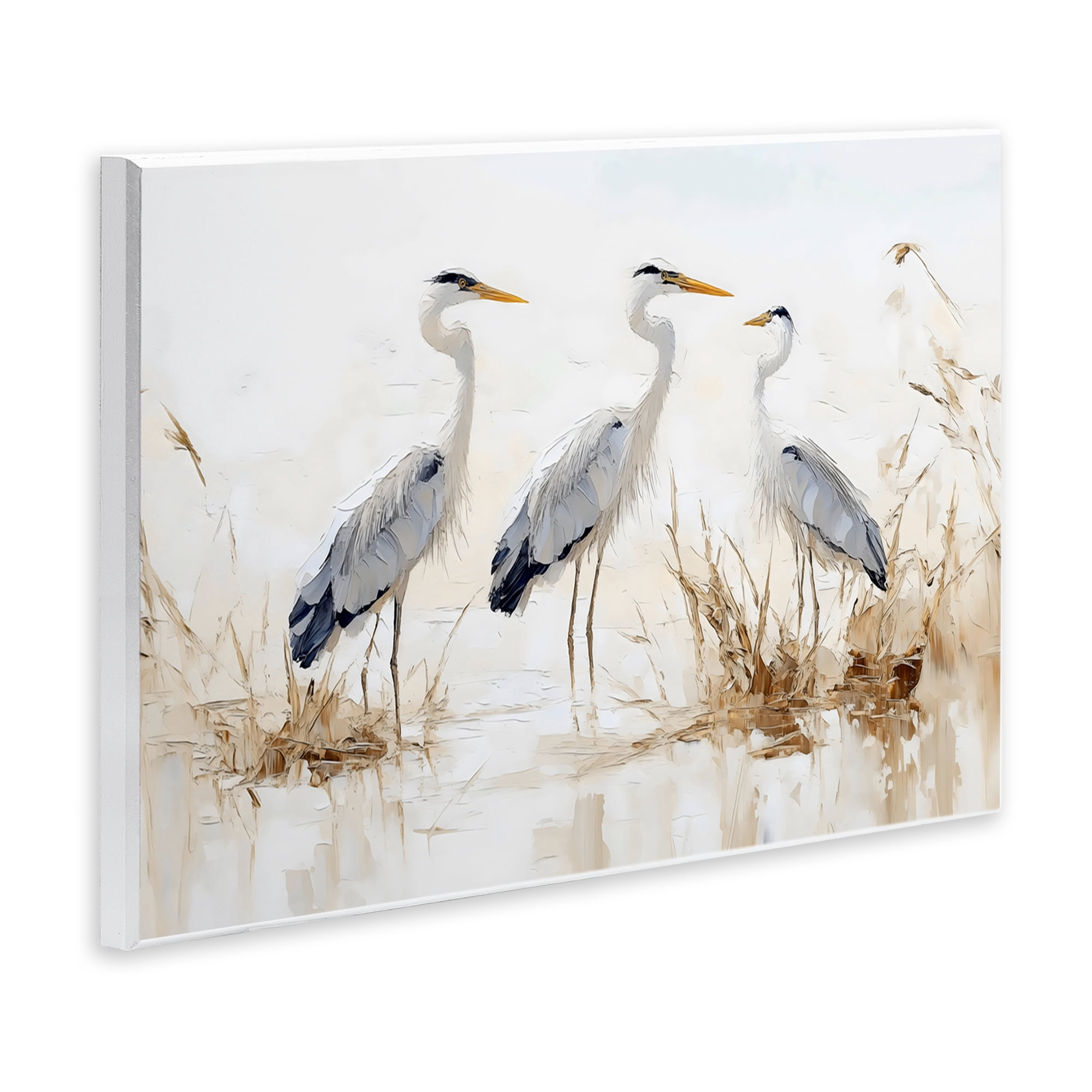 Stupell Industries Neutral Blue Herons in Reeds Wall Plaque Art, design by LSR Design Studio