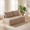 thumbnail image 3 of CQSXDA 2-Seater Corduroy Ground-Hugging Compressed Loveseat, for Small Apartment Living Room Seating, Camel, 3 of 9
