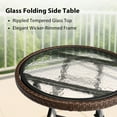 thumbnail image 3 of Xilee Foldable Outdoor Side Table with Tempered Glass Top, Wicker Table with Tempered Glass Patio Furniture Sets and Outside Furniture for Pool, Balcony, Deck, Porch, Brown, 3 of 7
