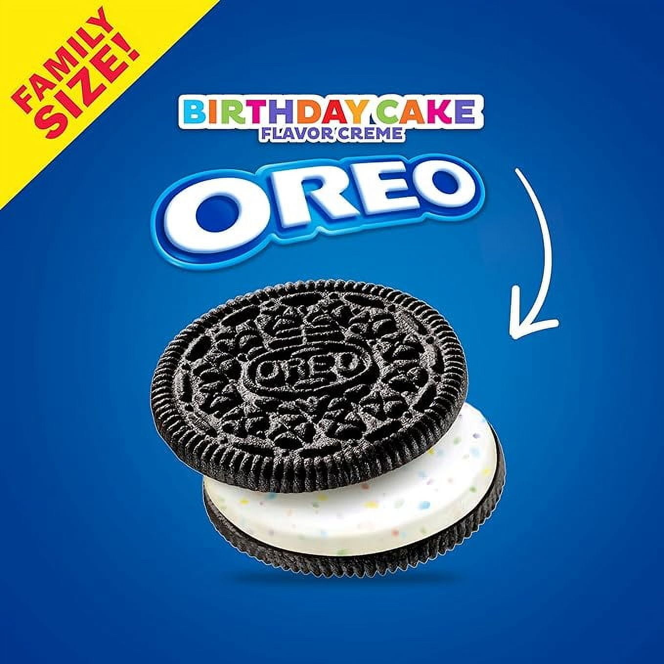 OREO Birthday Cake Chocolate Sandwich Cookies, 17 oz Family Size package (Pack of 4).