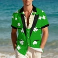 thumbnail image 4 of Qzwdhjm St Patricks Day Tuxedo T-Shirt for Men Shamrock Print Button Down Shirts Short Sleeve V Neck Shirts for Funny Theme Party, 4 of 9