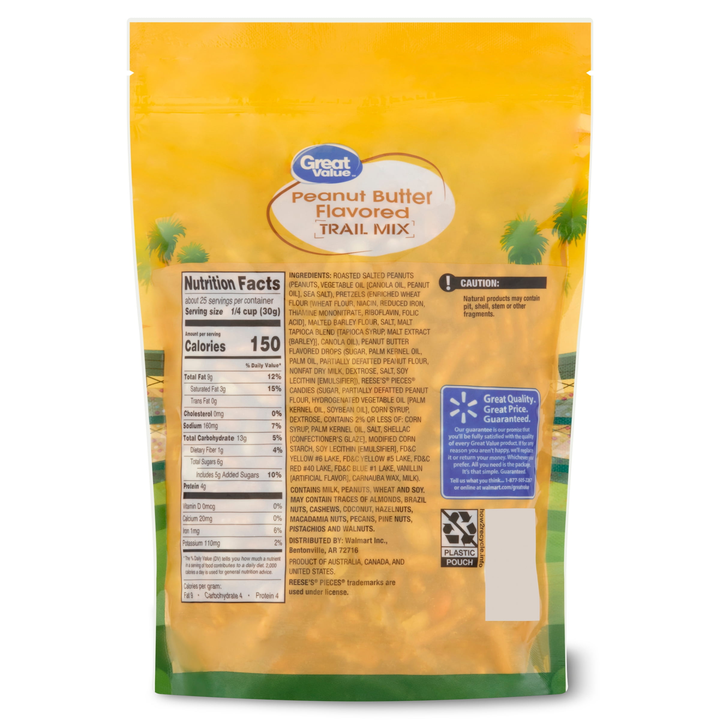 Great Value Peanut Butter Flavored Trail Mix Made with Reese's Pieces, 26 oz