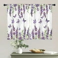 thumbnail image 3 of Purple Lavender Butterfly Kitchen Curtain 27.5W X 39L Inch 2 Panel Rod Pocket Liac Floral Spring Flower Rustic Farmhouse Wooden Country Small Short Cafe Tier Window Drapes Bathroom Home Decor, 3 of 6