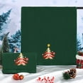 thumbnail image 5 of Ikfashoni 2 pack Green Christmas Hand Towel, Embroidered Christmas Tree Red Scroll Cotton Towels, 5 of 7