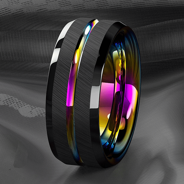 Rose Gold Color Brushed Deer Antler and Meteorite Rings Fashion Men Stainless Steel Rings for Men Wedding Band Jewelry Gift