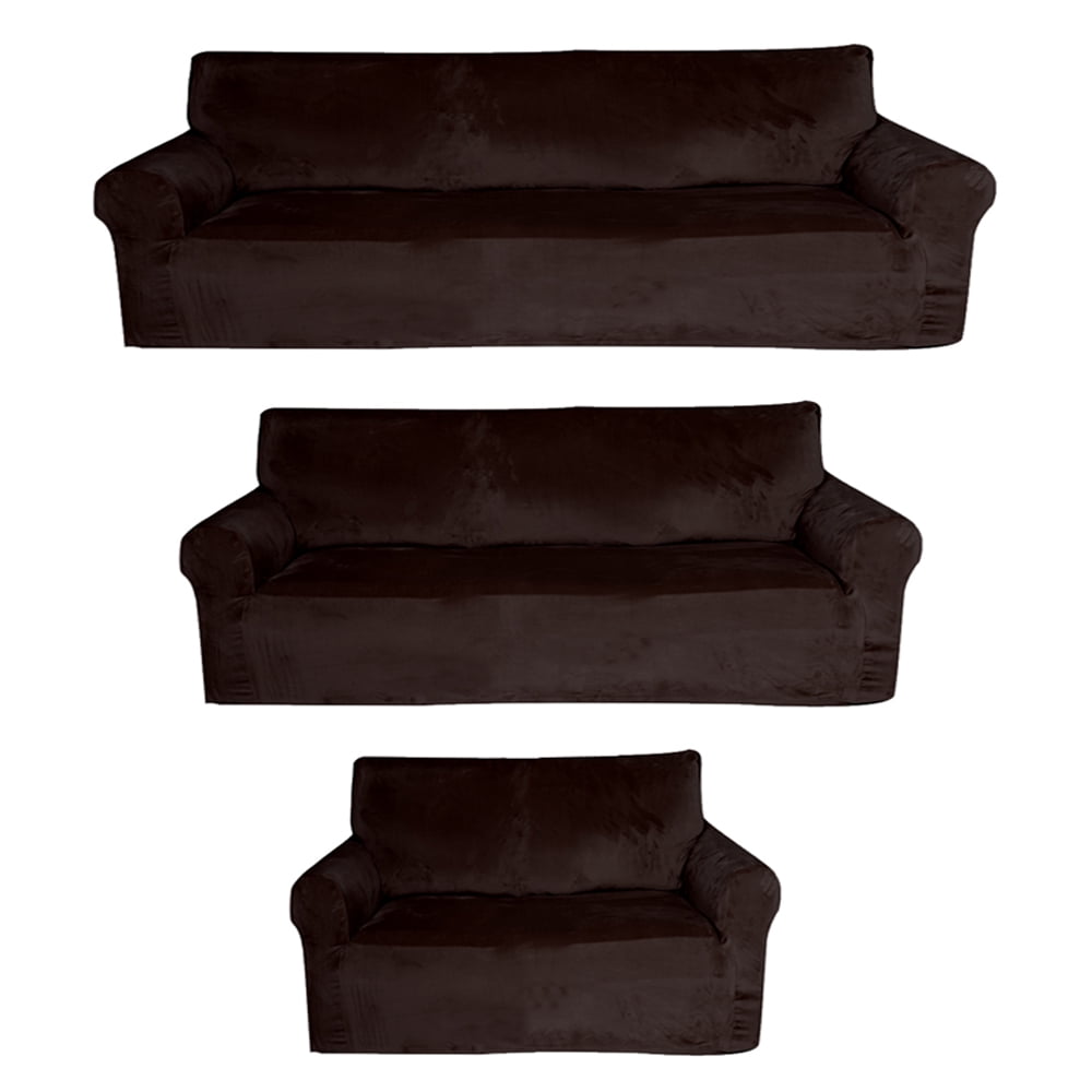 Golden Linens 3Piece suede Velvet Fabric SlipCover Set for Sofa