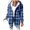 Blue, variant on Fleece Lined Plaid Hooded Shacket for Women, Button Front Loose Fit, Bright Casual Fall Winter Outerwear, 1 Piece, S-3XL, Plus Size Friendly