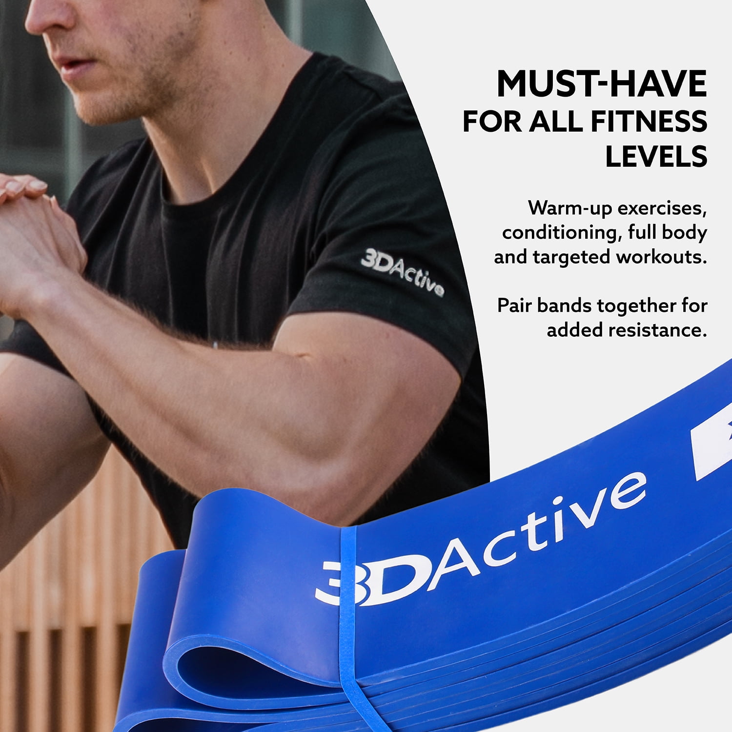 3DActive Resistance Band, Extra-Heavy Workout Band for Strength & Resistance Training with Free Exercise Guide - Blue (65 to175lbs)