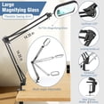 thumbnail image 5 of Large Magnifying Glass with Light and Clamp, Optical Glass Lens, 5 Color Modes, Stepless Dimmable, LED 2*14 Inch Swing Arm Lighted Magnifier Hands Free for Crafts, Reading, 5 of 7