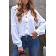 thumbnail image 1 of ABPHQTO Camisa blanca con puños arrugados y cuello en V para mujer, 1 of 5