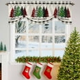 thumbnail image 3 of Merry Christmas Tie Up Valances Curtain, Retro Plaid Xmas Pine Tree Black Plaid Linen Adjustable Rod Pocket Short Window Treatment Tie Up Curtains Valances for Kitchen Living Room Bathroom 54x18 In, 3 of 9