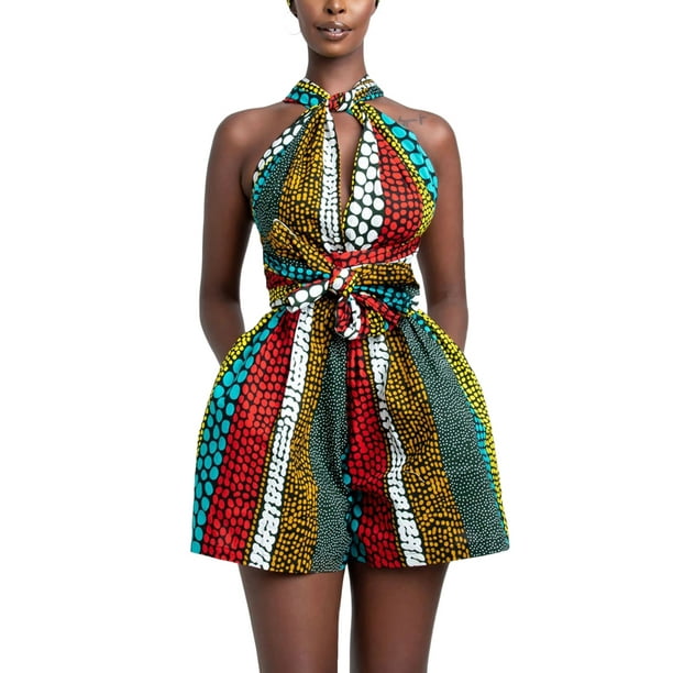 SAYOO Mujeres DIY Short Romper, Adultos Casual Suelto Cintura Alta Impresión Digital Vendaje Playsuit SAYOO Moda