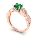 thumbnail image 2 of 1.42 ctw Solitaire with Zirconia Diamond Accents Anniversary Ring for Women | Round Cut Simulated Emerald | Hyperallergenic Solid 18K Rose/White Gold, 2 of 5