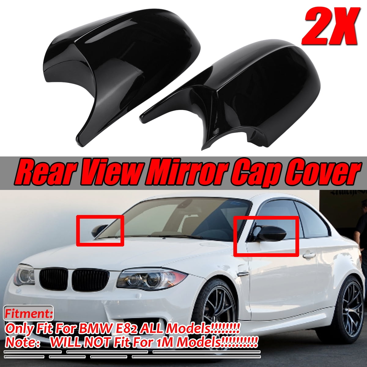 Black Rearview Mirror Caps Cover M3 Style For BMW E90 E91 E92 E93 Facelifted